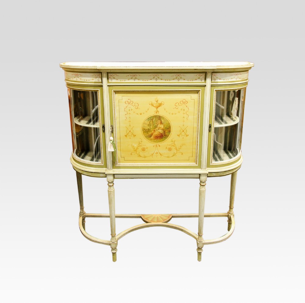 A BEAUTIFUL 19TH CENTURY NEO CLASSICAL PAINTED CABINET