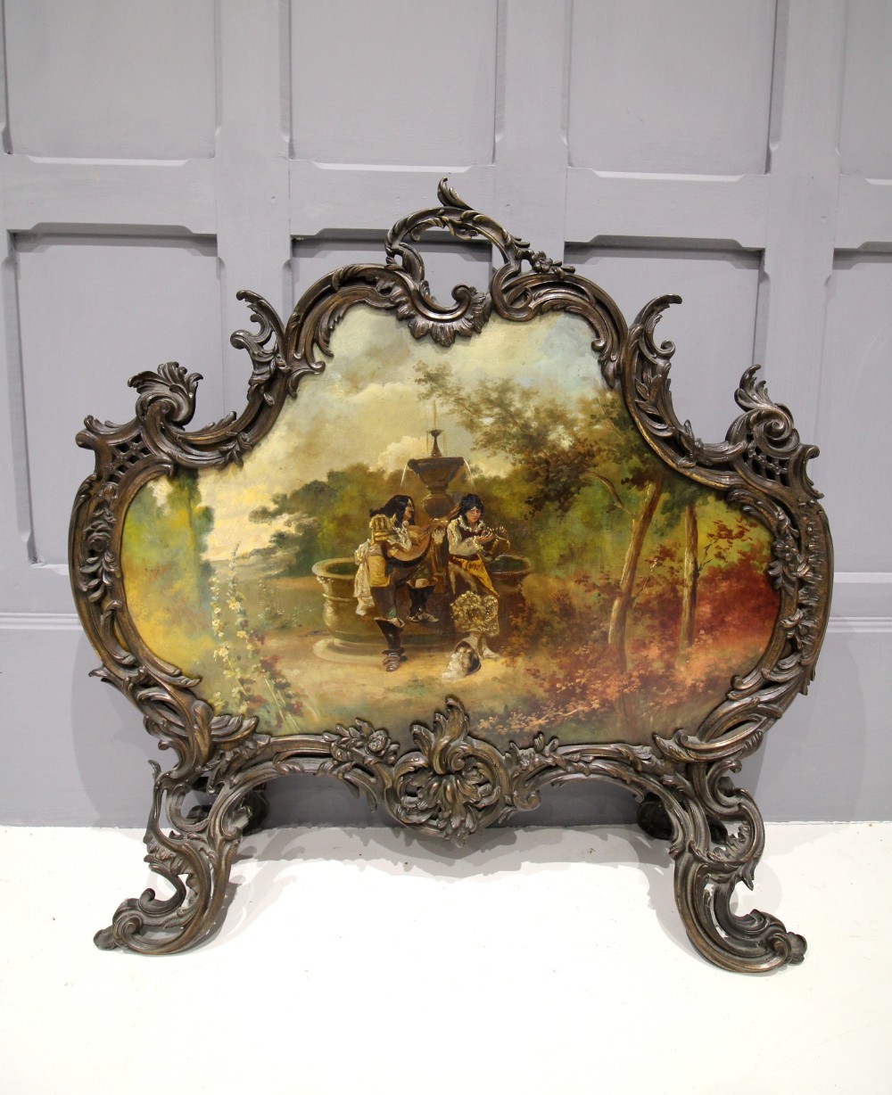 FRENCH ORMOLU & PAINTED FIRE SCREEN
