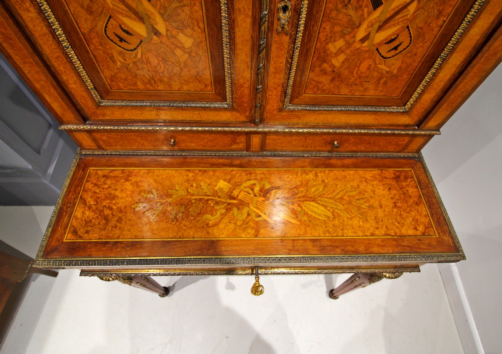 19TH CENTURY BURR YEW & WALNUT BONHEUR DU JOUR  View V