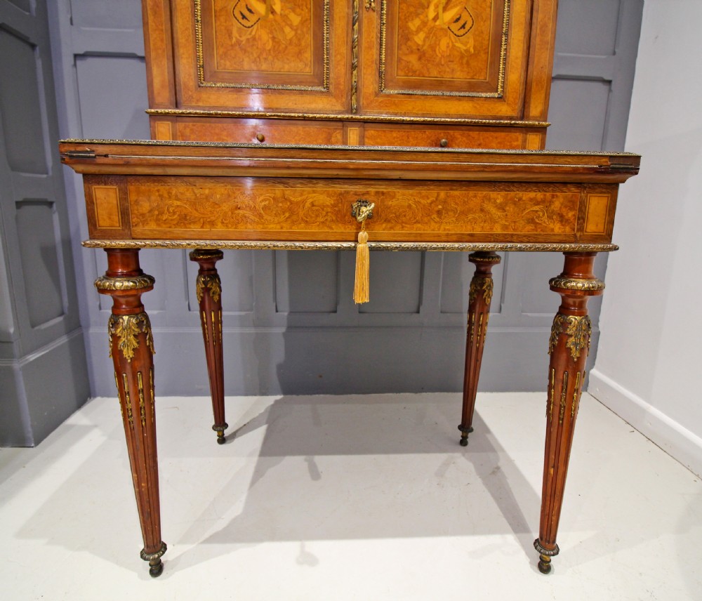 19TH CENTURY BURR YEW & WALNUT BONHEUR DU JOUR  View VI