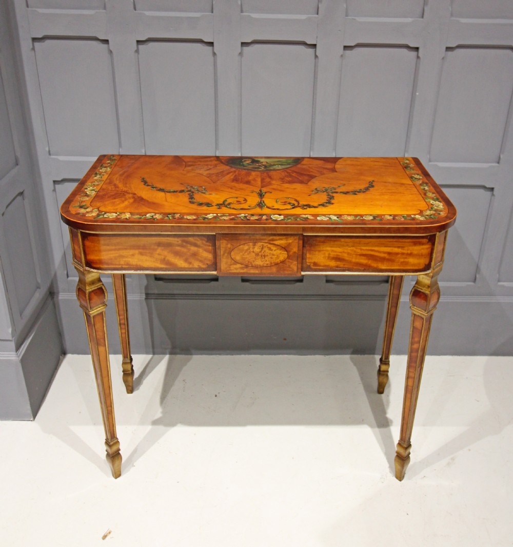 19TH CENTURY SATINWOOD PAINTED D END SIDE TABLE  View II