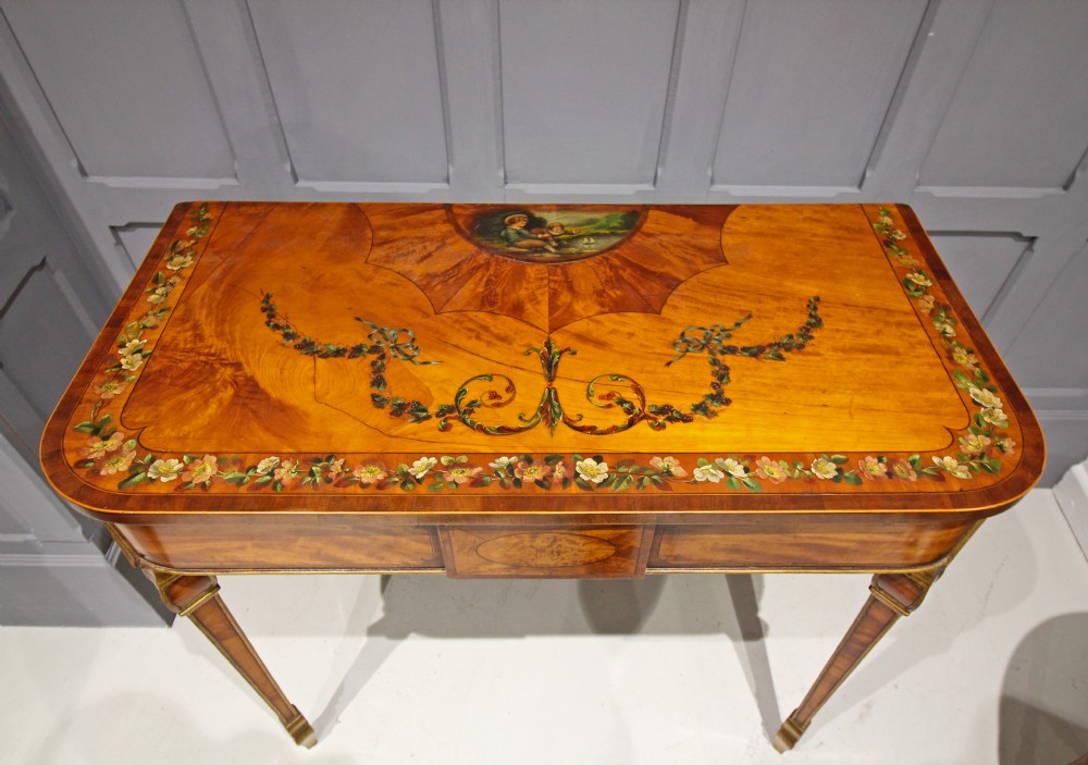 19TH CENTURY SATINWOOD PAINTED D END SIDE TABLE  View III