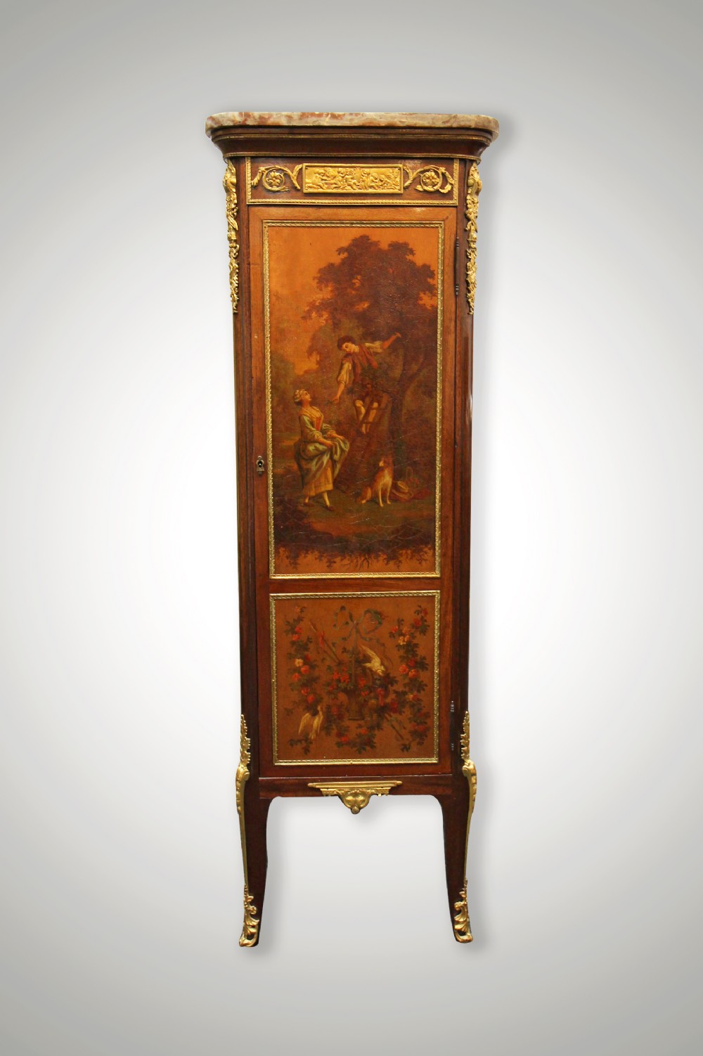 FRENCH MARBLE TOP VERNIS MARTIN CABINET 