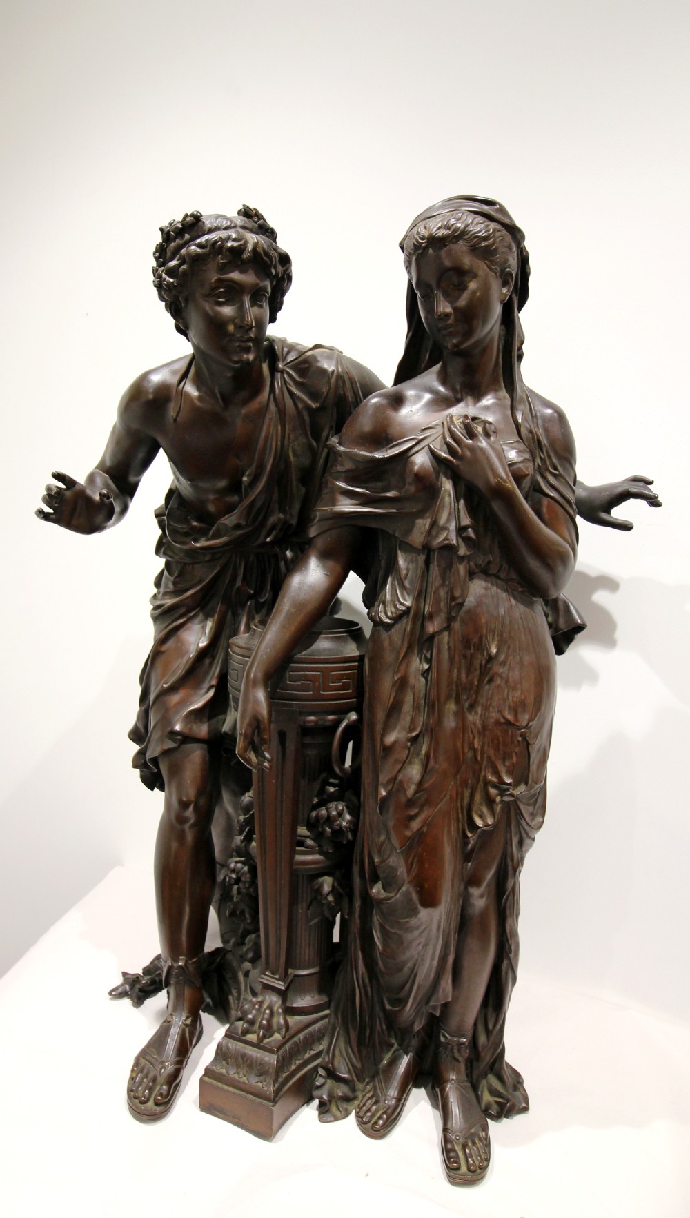 A FINE QUALITY LARGE FRENCH BRONZE FIGURE OF LADY & MAN IN THE MANNER OF MATHURIN MOREAU  View III
