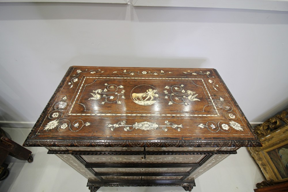 19TH CENTURY CARVED WALNUT & INLAID CHEST OF DRAWERS View III