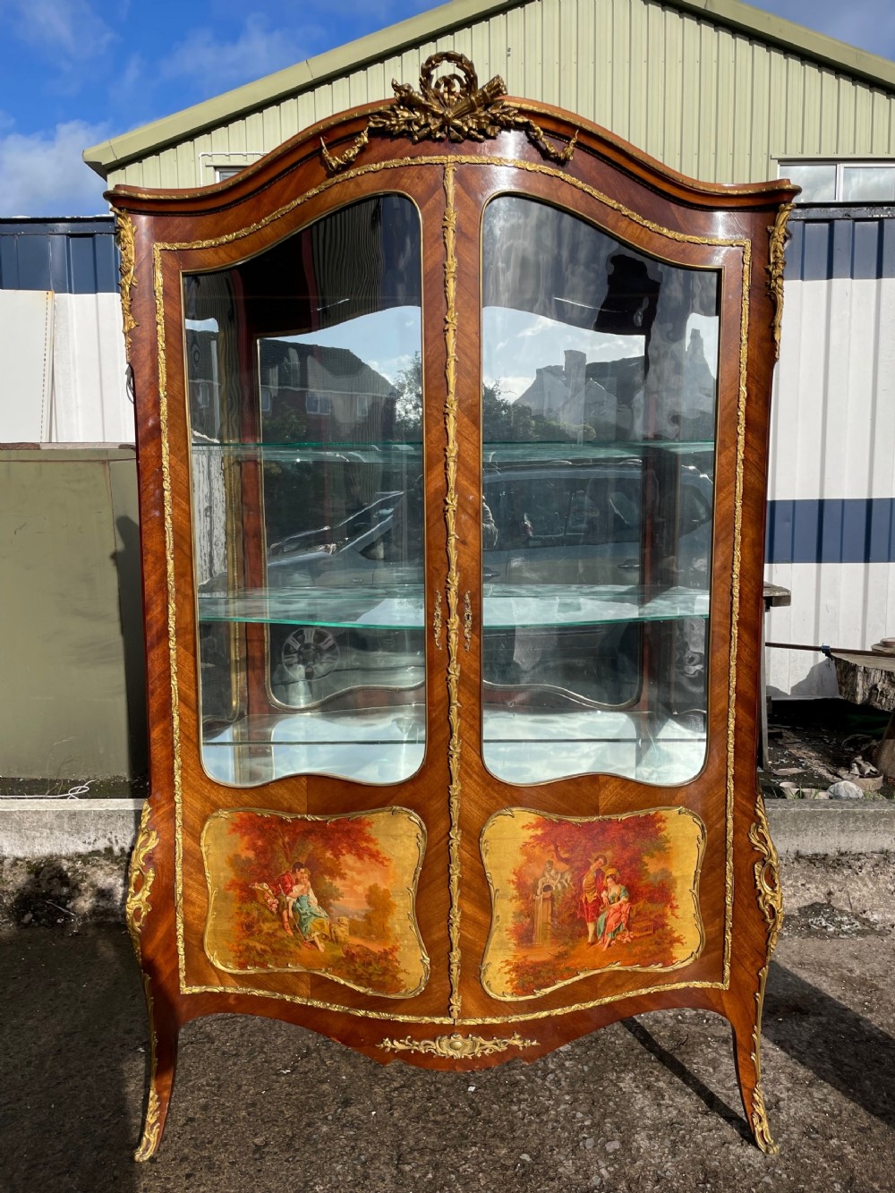FANTASTIC AND LARGE SIZE TWO DOOR VERNIS MARTIN VITRINE CABINET 
