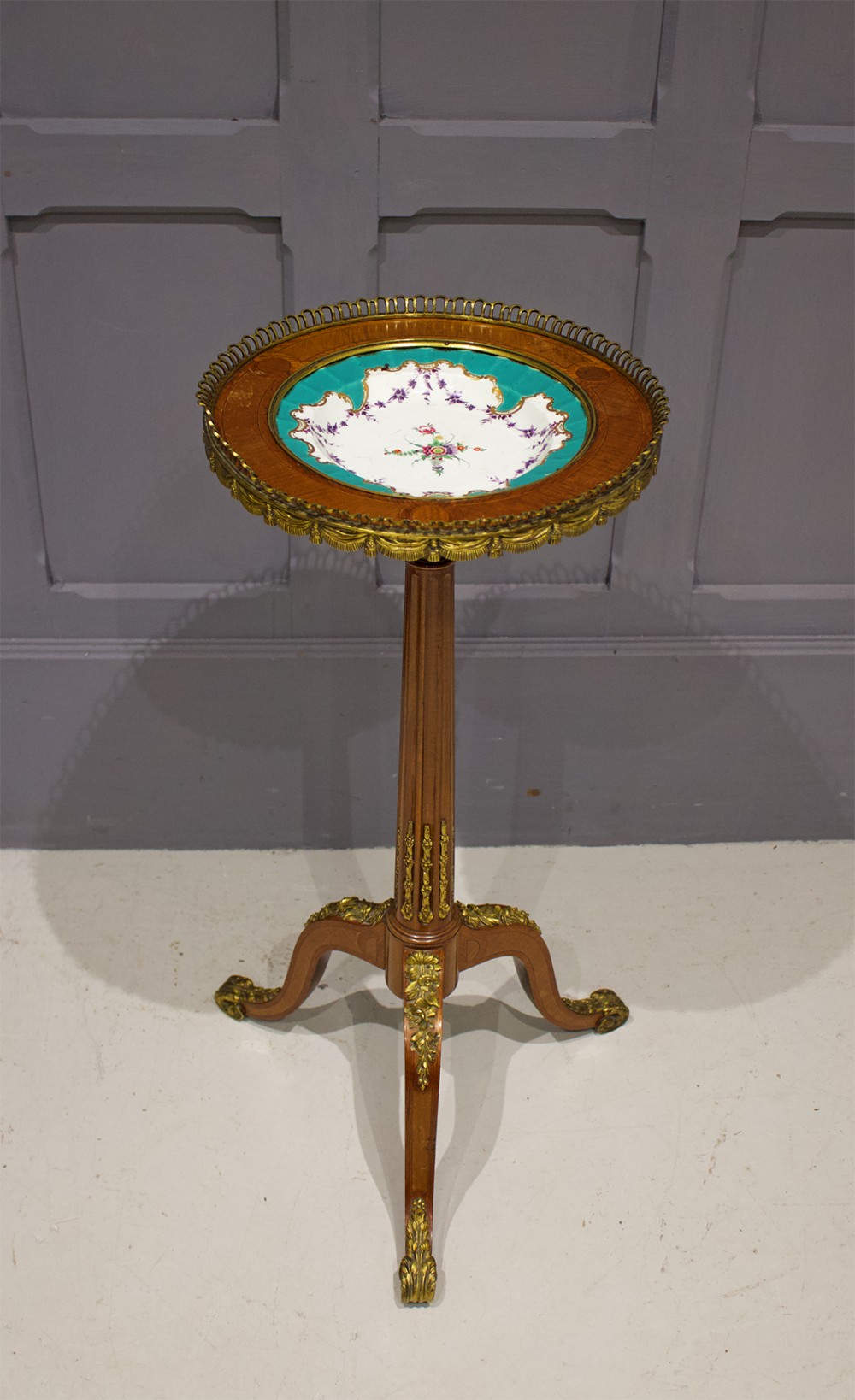 A SUPERB QUALITY 19TH CENTURY PORCELAIN TOP TRIPOD TABLE STAMPED MELLIER & CO LONDON