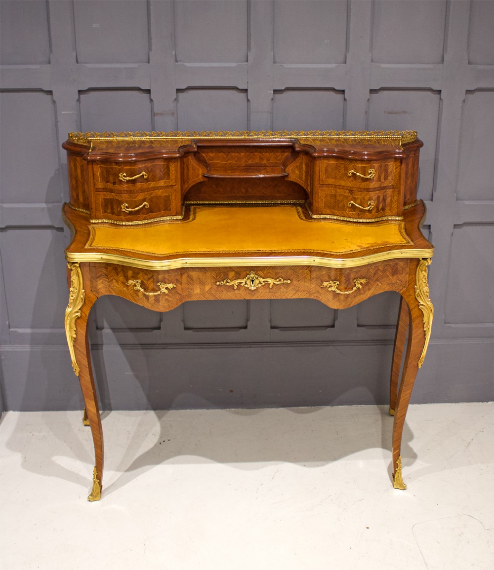 FRENCH MARQUETRY INLAID ORMOLU MOUNTED WRITING DESK 