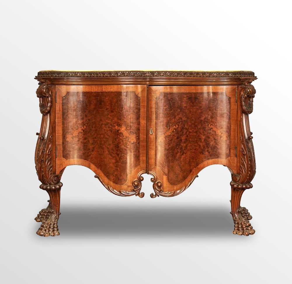 ITALIAN BURR WALNUT SIDE CABINET 