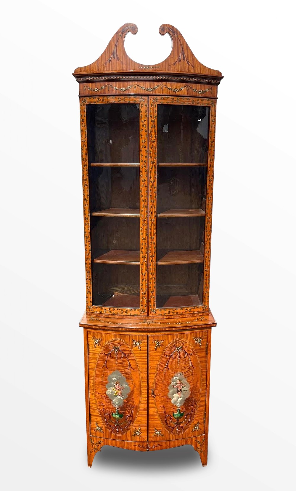A BEAUTIFUL SATINWOOD PAINTED BOOKCASE