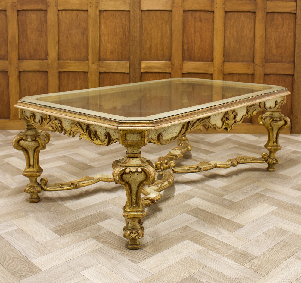 Carved Gilt Painted Italian Coffee Table
