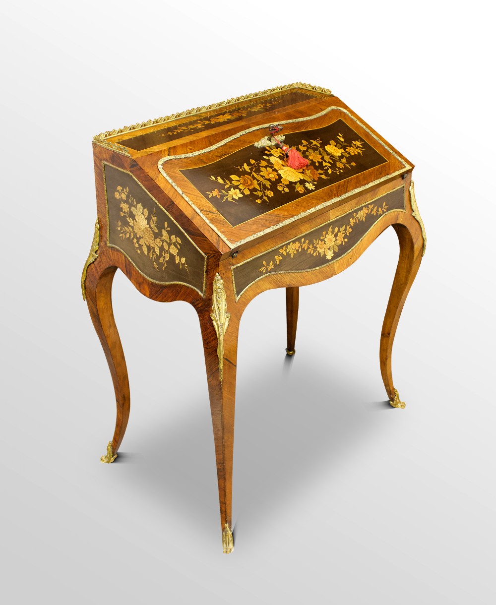 French Kingwood & Ebonised Marquetry Inlaid Writing Bureau