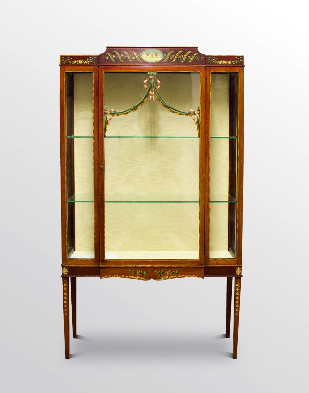 Edwardian Mahogany Painted Display Cabinet 