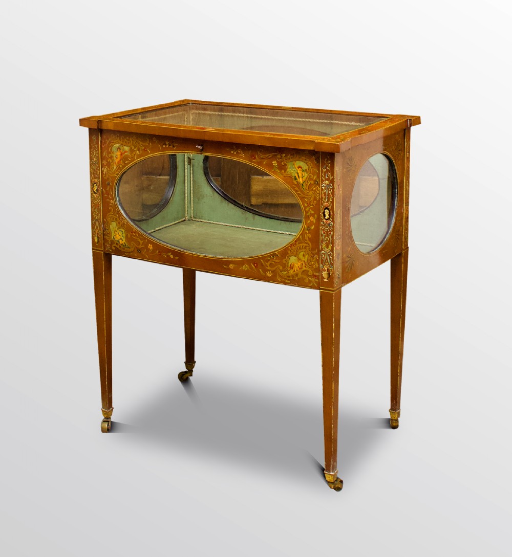 19th Century Satinwood Painted Bijouterie Table 