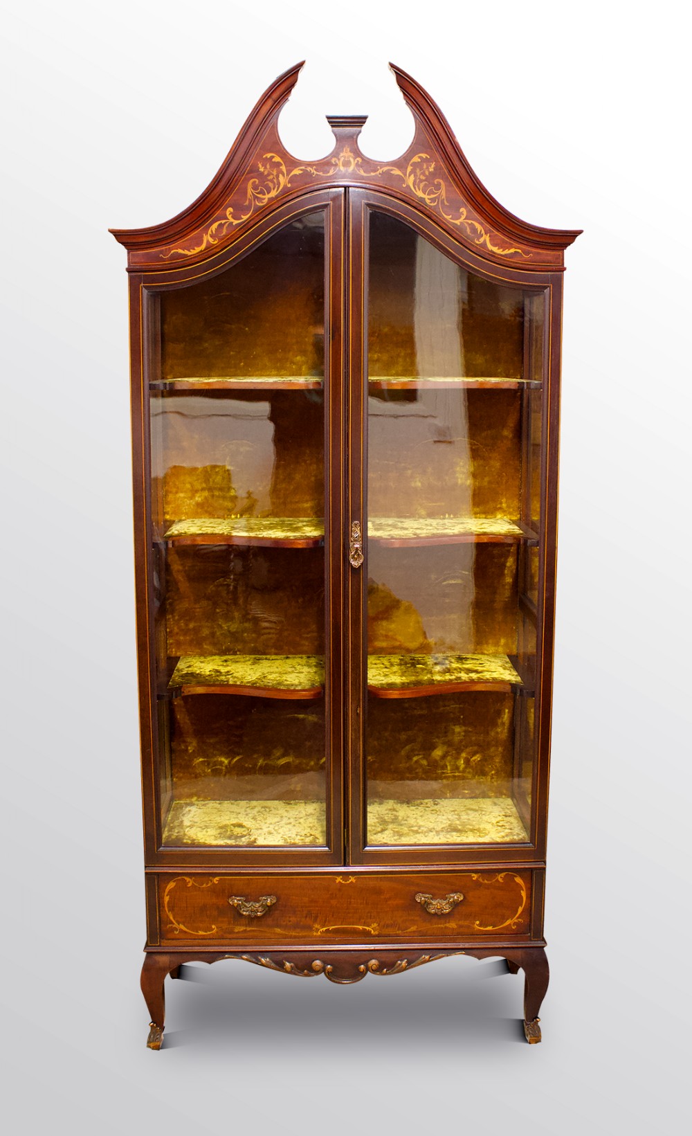 Edwardian Two Door Mahogany Inlaid Display Cabinet