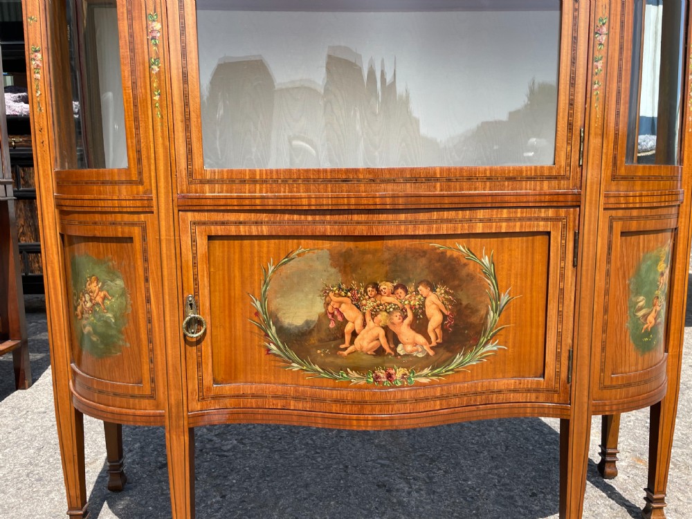 Edwardian Satinwood Painted Display Cabinet  View V
