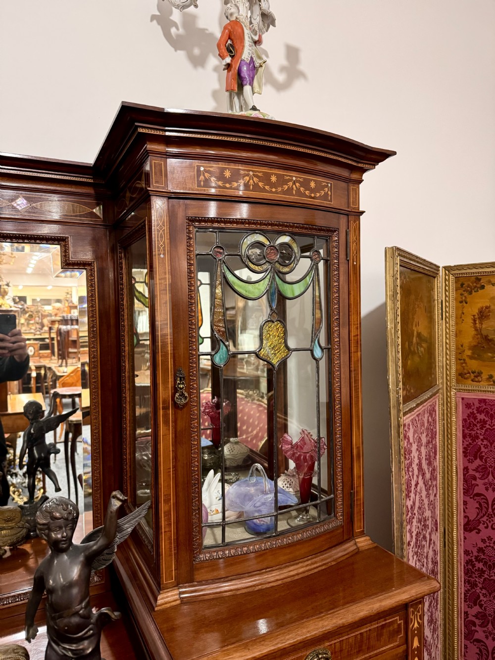 19th Century Mahogany Inlaid Cabinet  View V