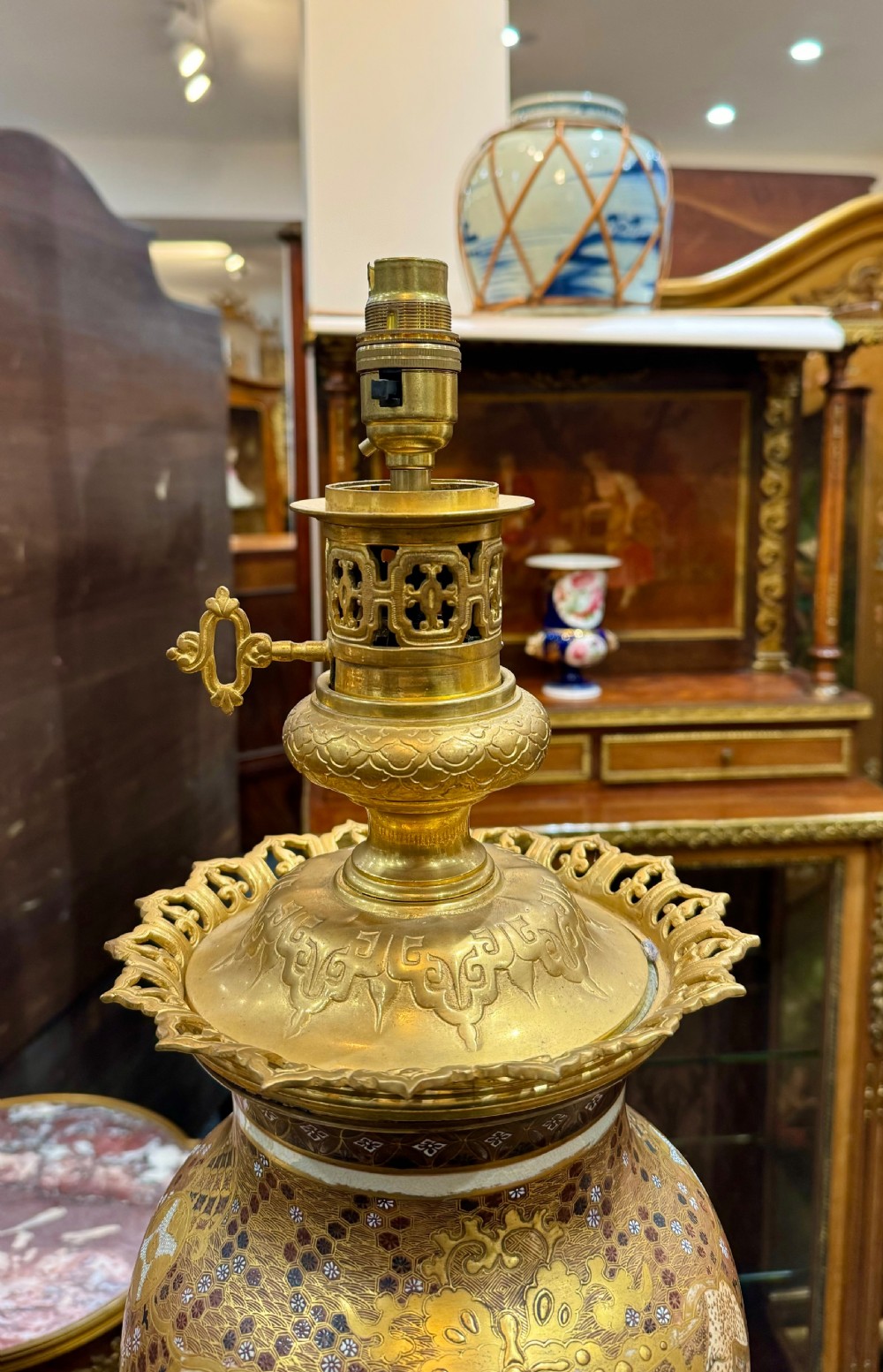A Beautiful Pair Of Japanese Satsuma Lamps  View IV