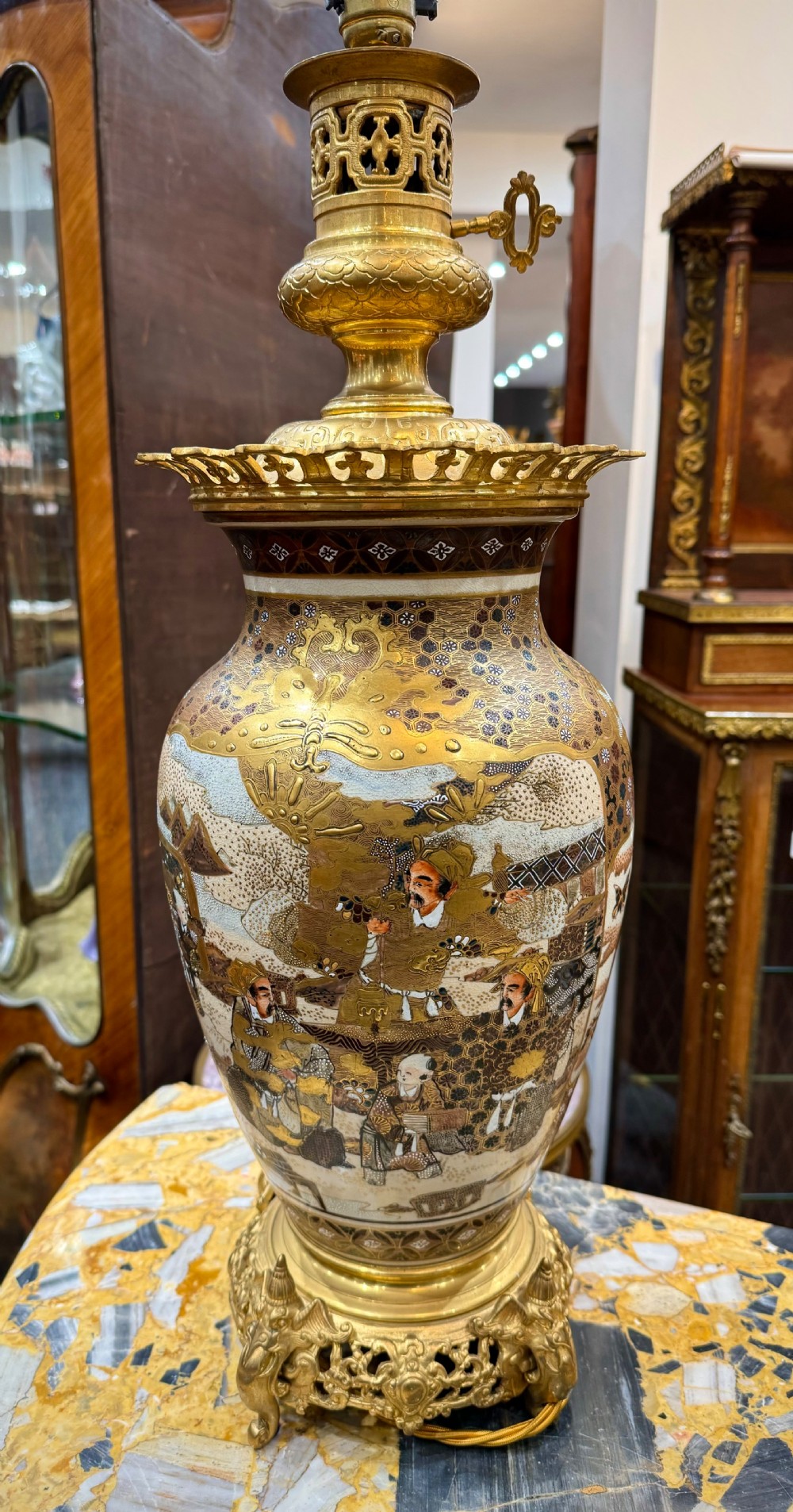 A Beautiful Pair Of Japanese Satsuma Lamps  View V