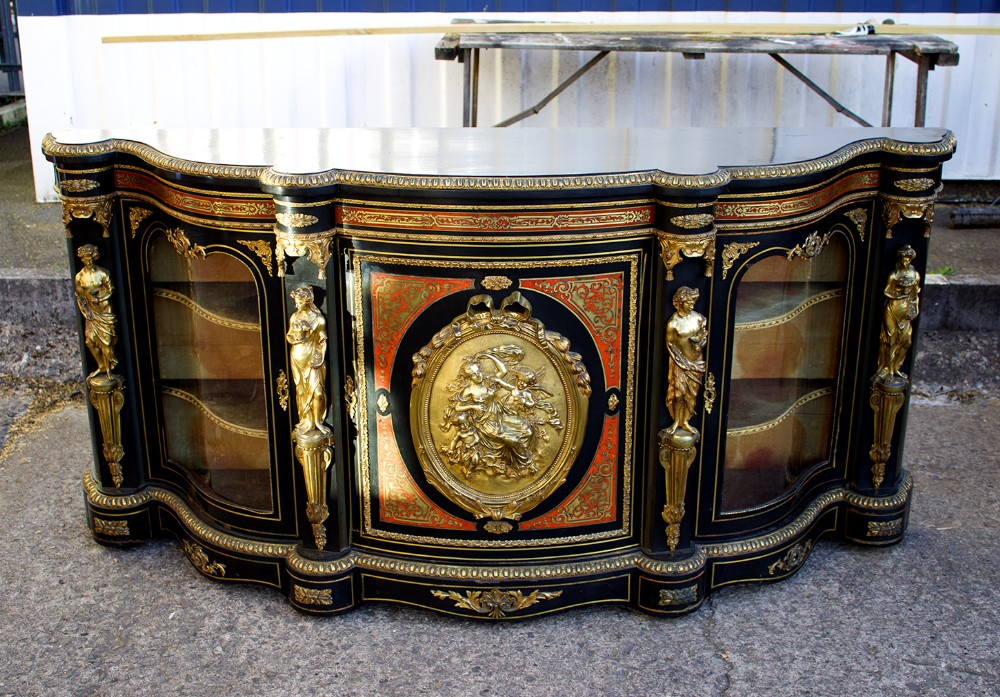 Quality 19th Century French Boulle & Ormolu Mounted Credenza / Sideboard