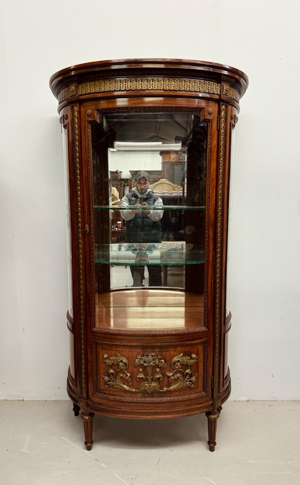 19th Century French Rosewood & Carved Giltwood Vitrine Cabinet  View II