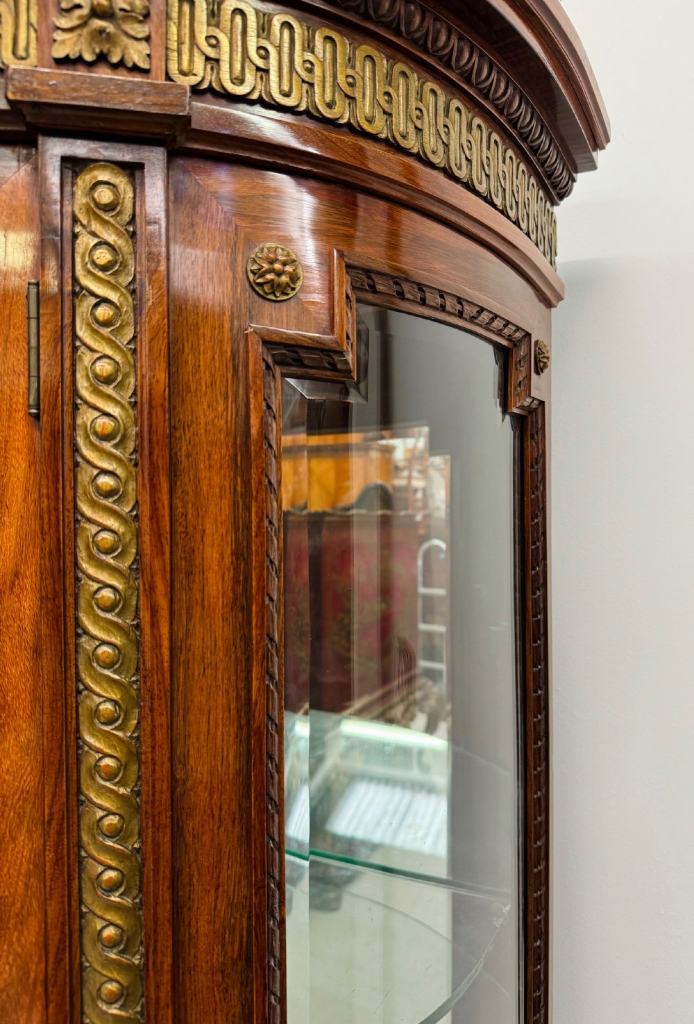 19th Century French Rosewood & Carved Giltwood Vitrine Cabinet  View VI
