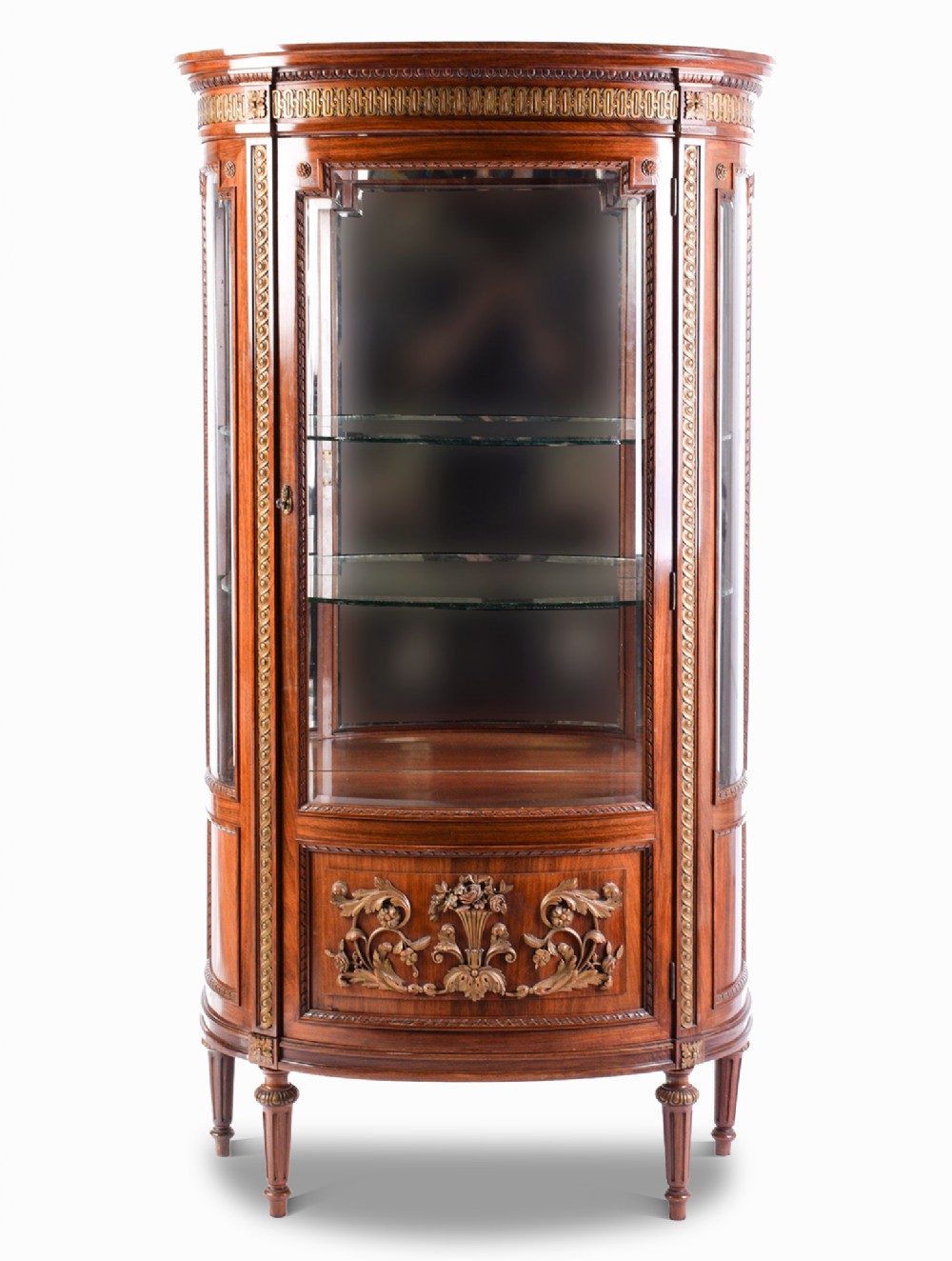 19th Century French Rosewood & Carved Giltwood Vitrine Cabinet 