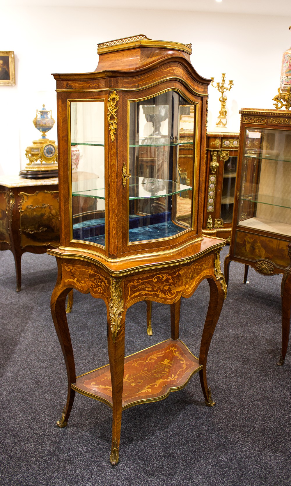 Stunning Antique Marquetry Inlaid Cabinet On Stand 