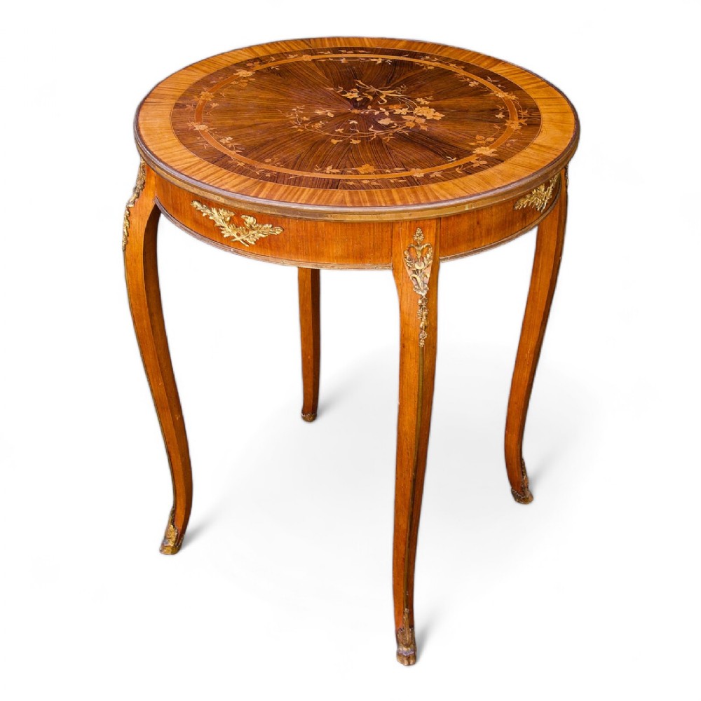 Antique French Ormolu Mounted Marquetry Inlaid Side Table