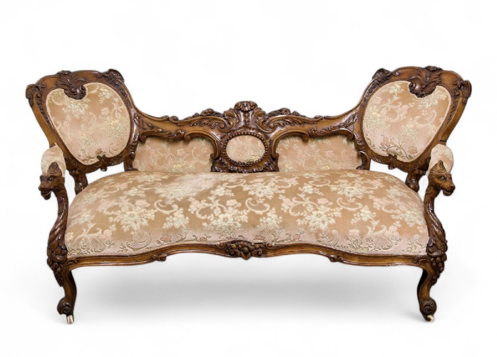 Stunning Antique Carved Walnut Country house Victorian Settee