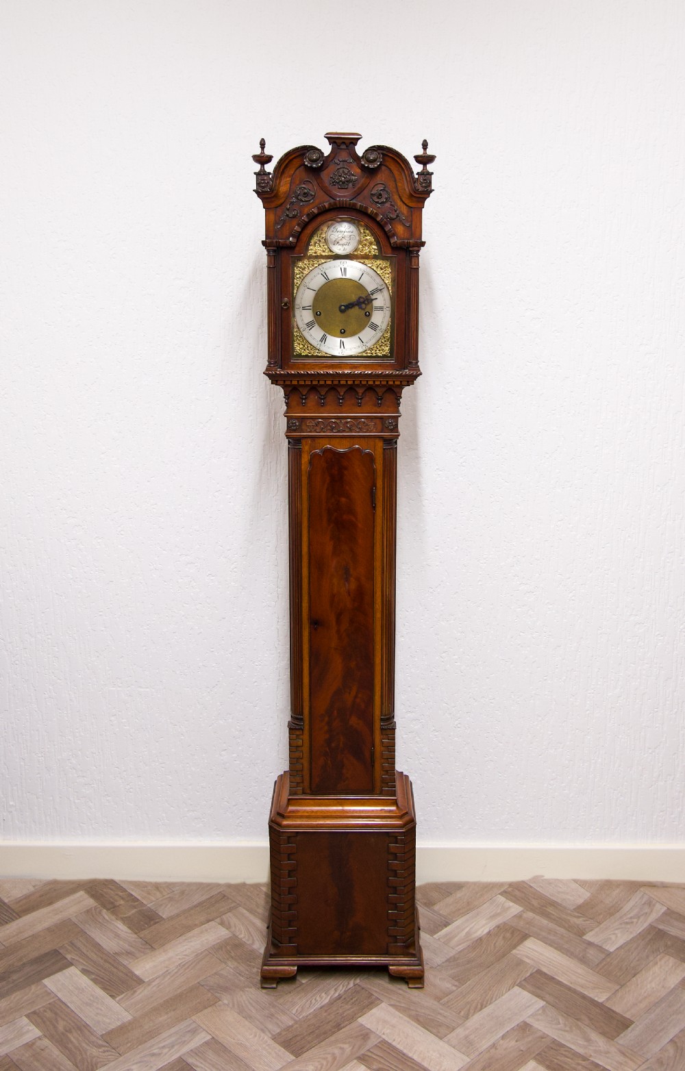 Stunning Antique Chippendale Style Mahogany Grandmother Clock View III