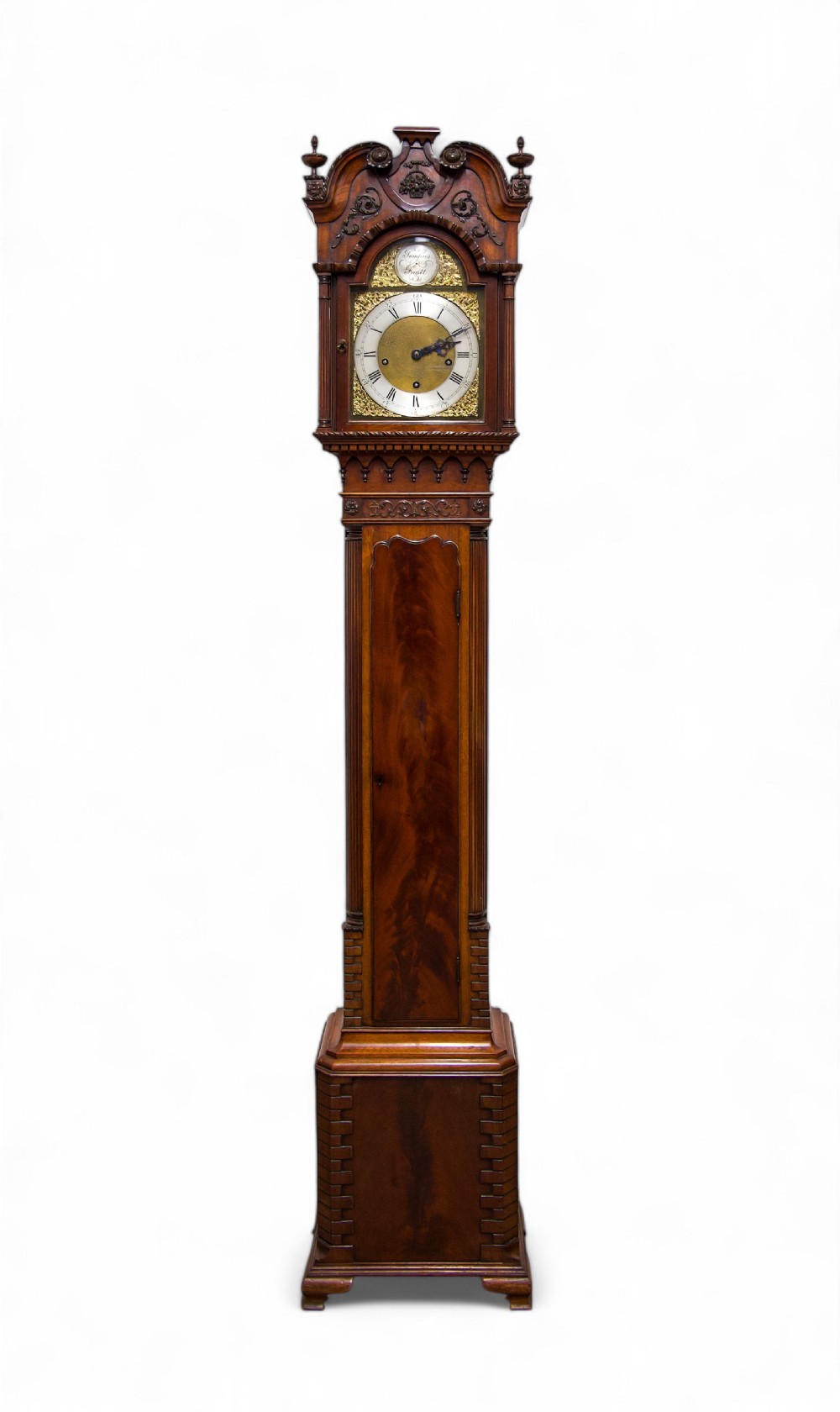 Stunning Antique Chippendale Style Mahogany Grandmother Clock