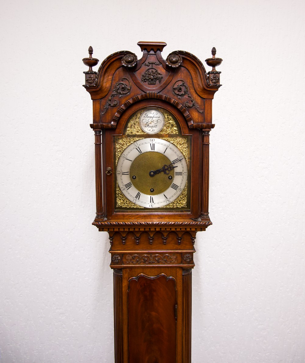 Stunning Antique Chippendale Style Mahogany Grandmother Clock View VIII