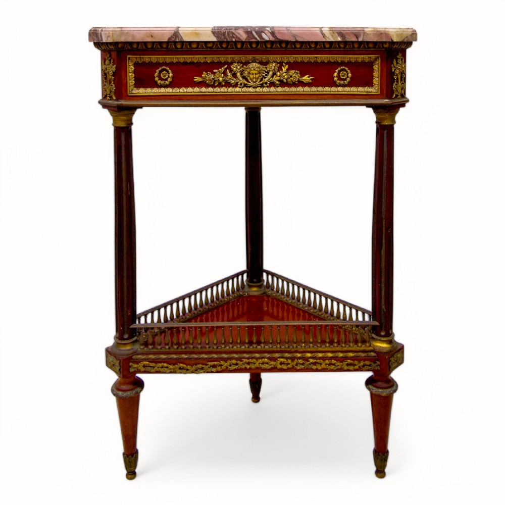 Stunning French Marble Top Gilt Bronze Corner Table Retailed By Edwards & Roberts 