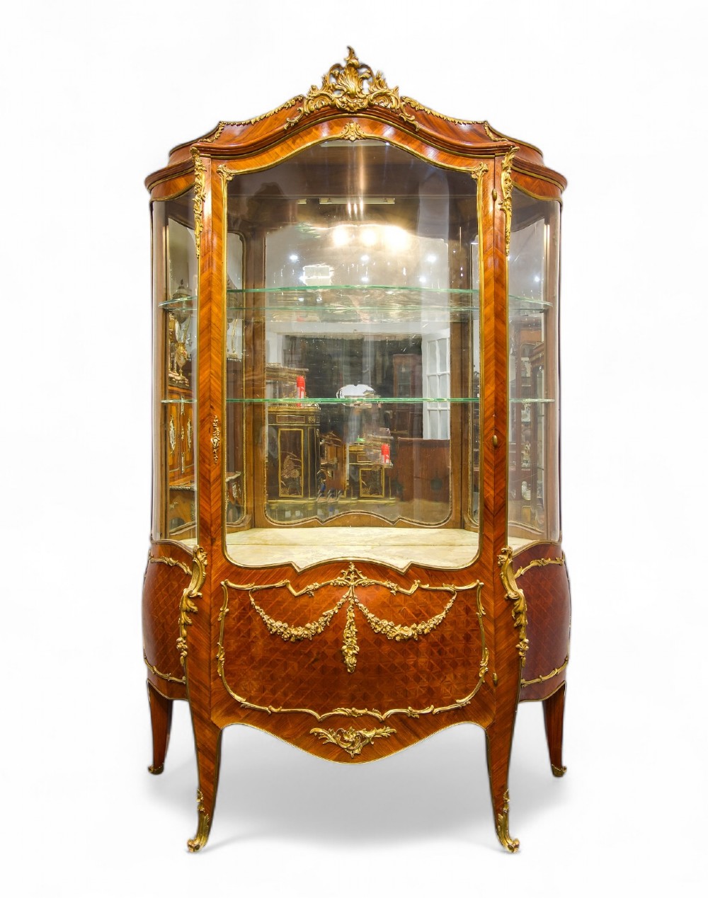 Antique French Kingwood Vitrine Cabinet By Maison Mottheau