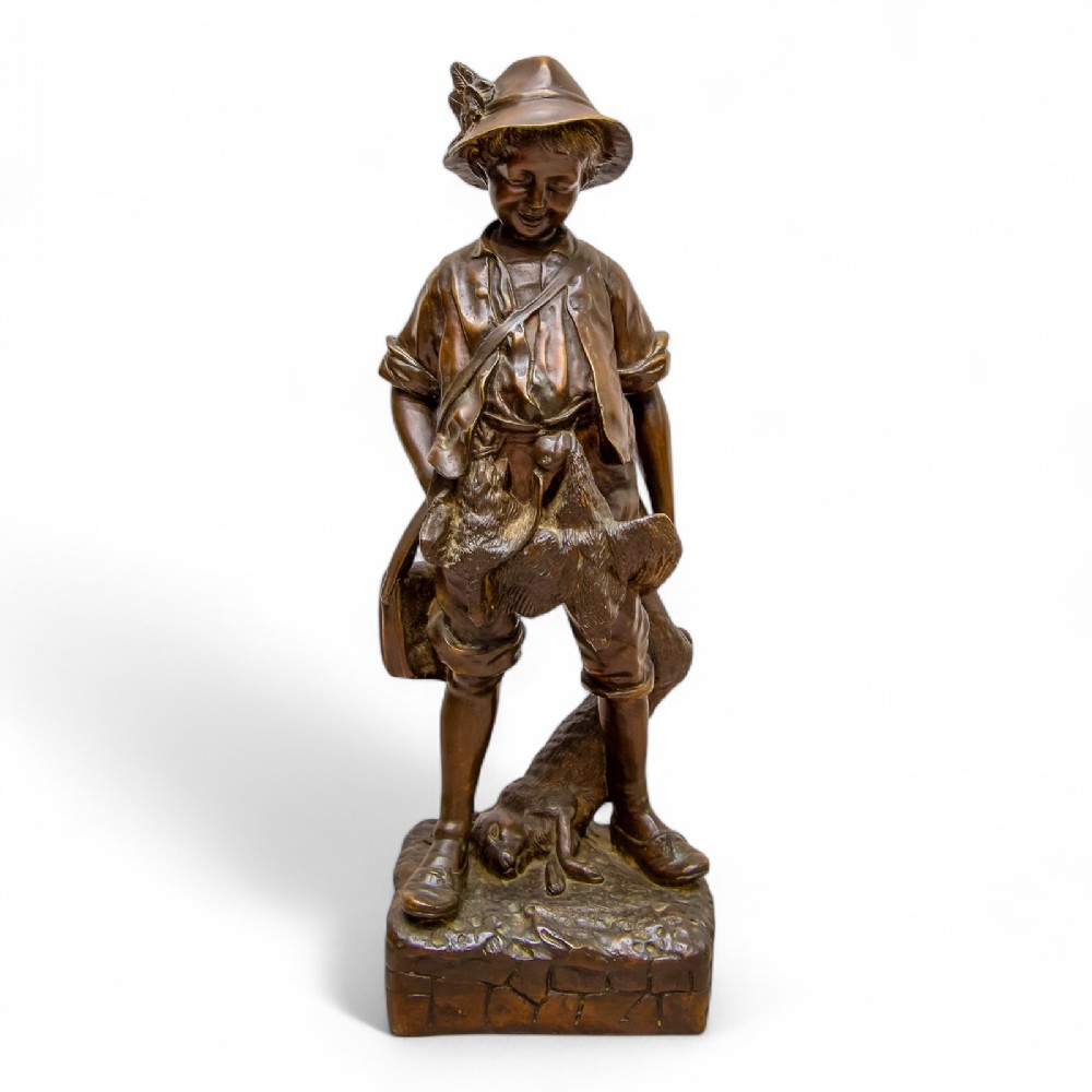 Antique Bronze Figure After Auguste Moreau - The Poacher's Triumph