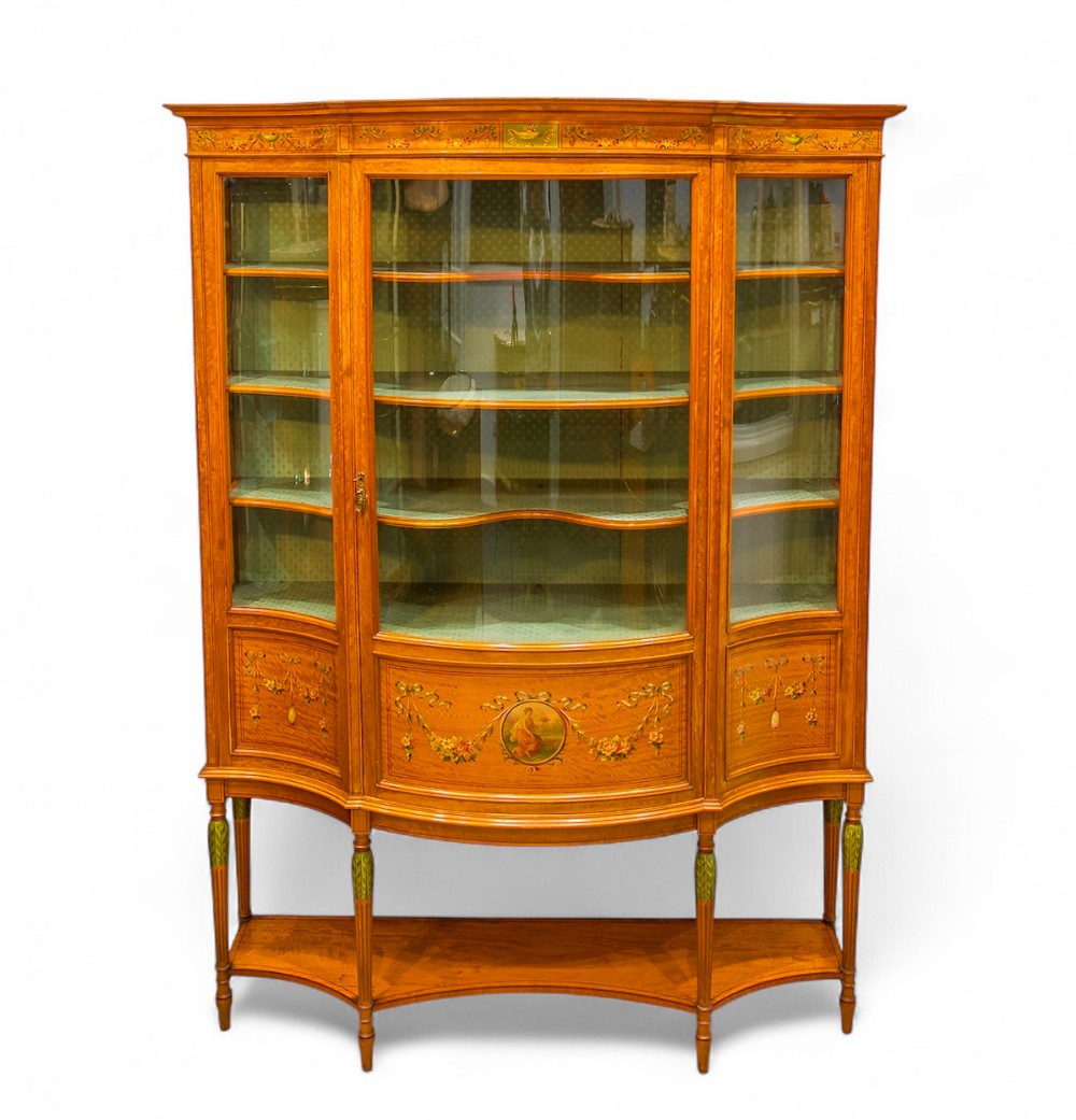 Fine Quaity Antique Satinwood Painted Display Cabinet