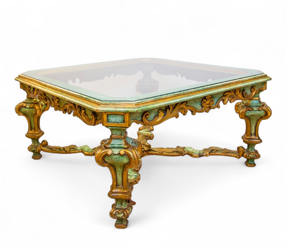 Antique Carved Gilt Painted Italian Coffee Table