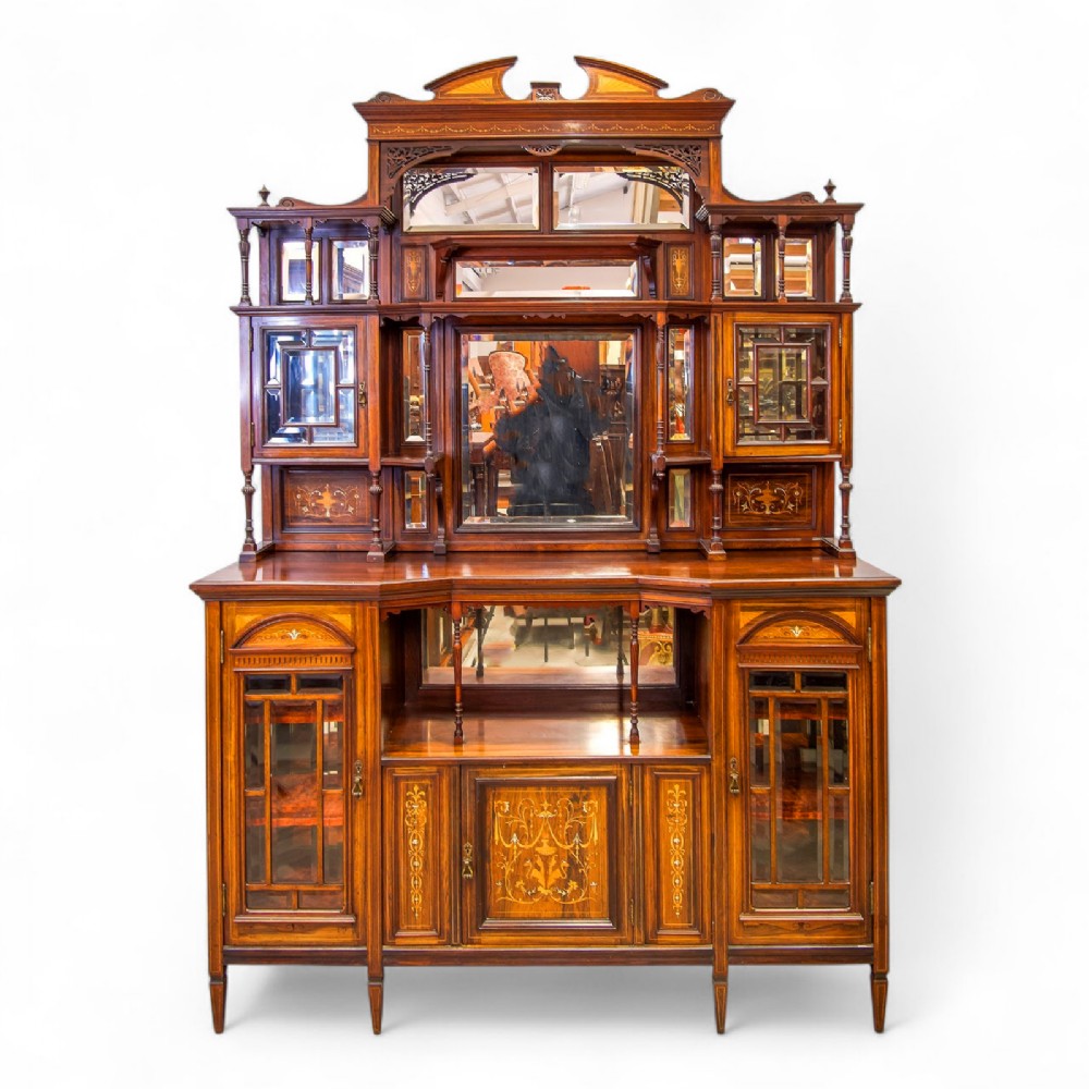 Antique Victorian Rosewood Inlaid Display Cabinet