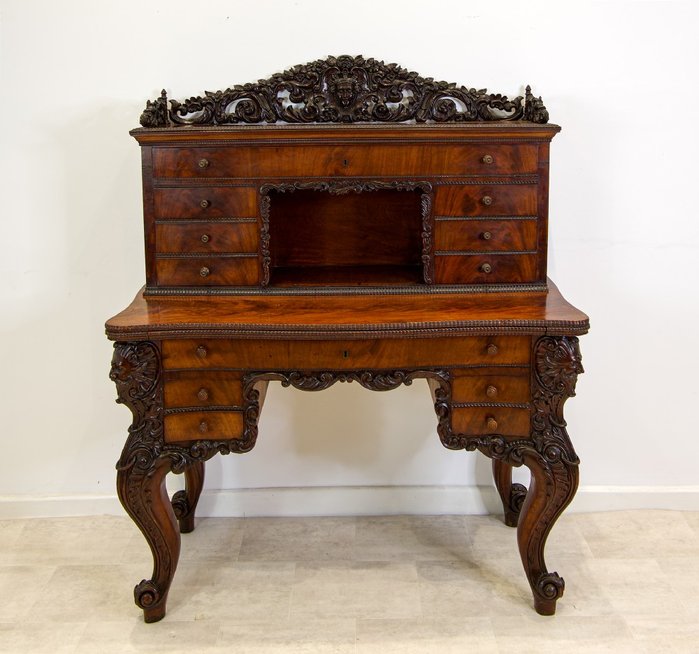 Antique Carved Mahogany Writing Desk c.1900