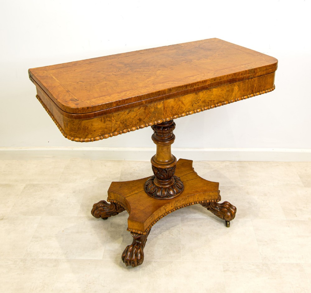 Fine 19th Century Antique Pollard Oak Fold Over Games / Card Table