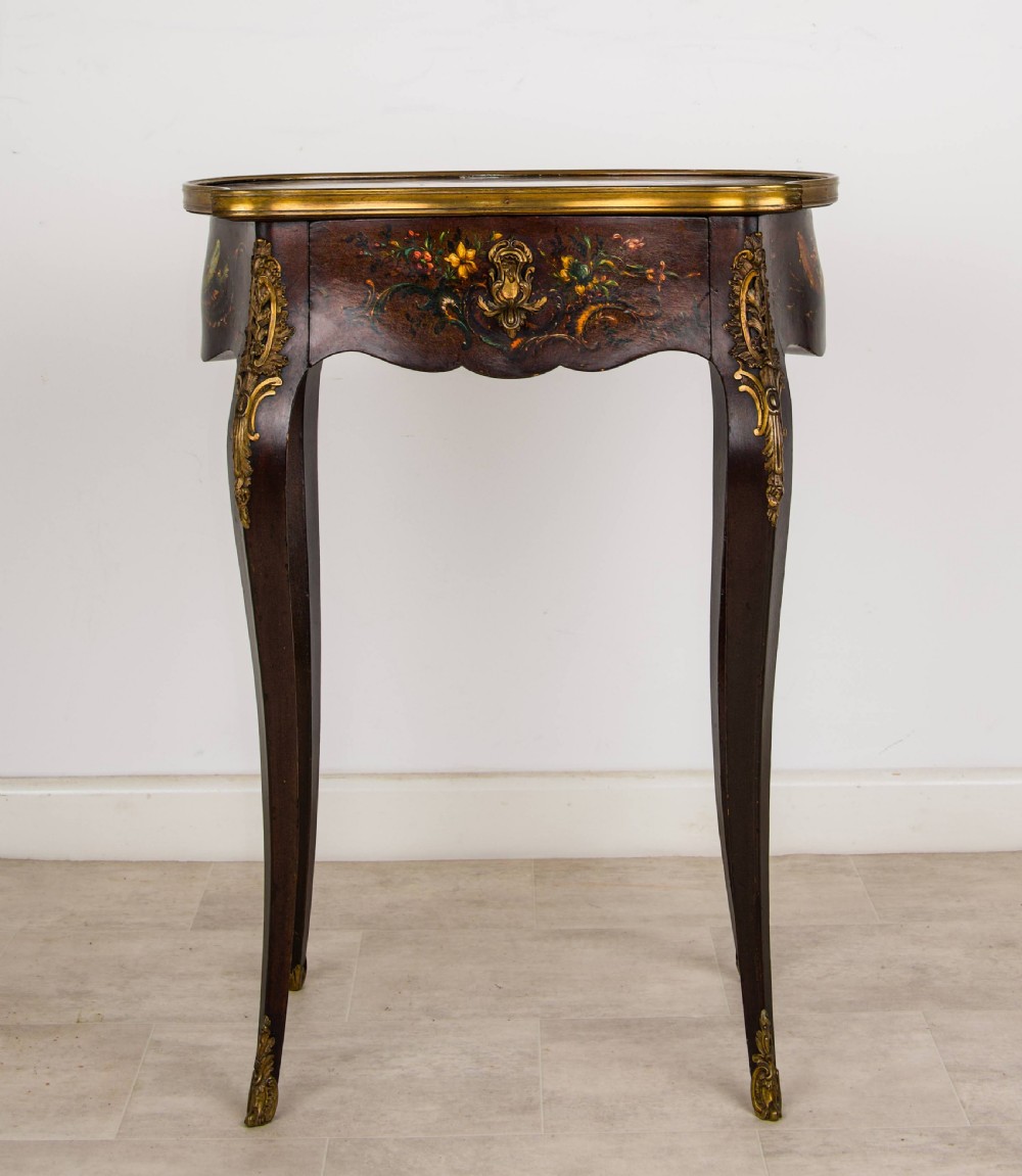 19th-Century French Vernis Martin Painted Side Table with Ormolu & Cabriole Legs View IV