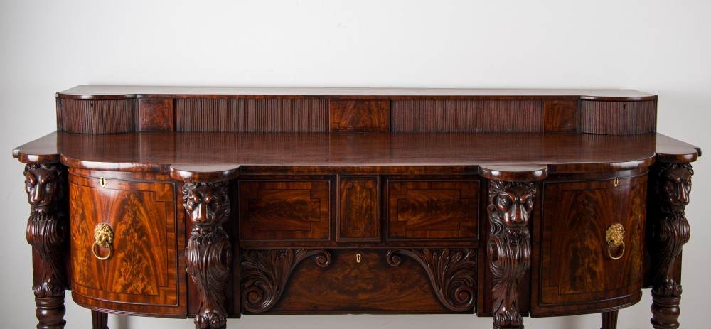 Exceptional Antique Georgian Mahogany Sideboard / Server With Bold Lion Carvings C.1820 View VI