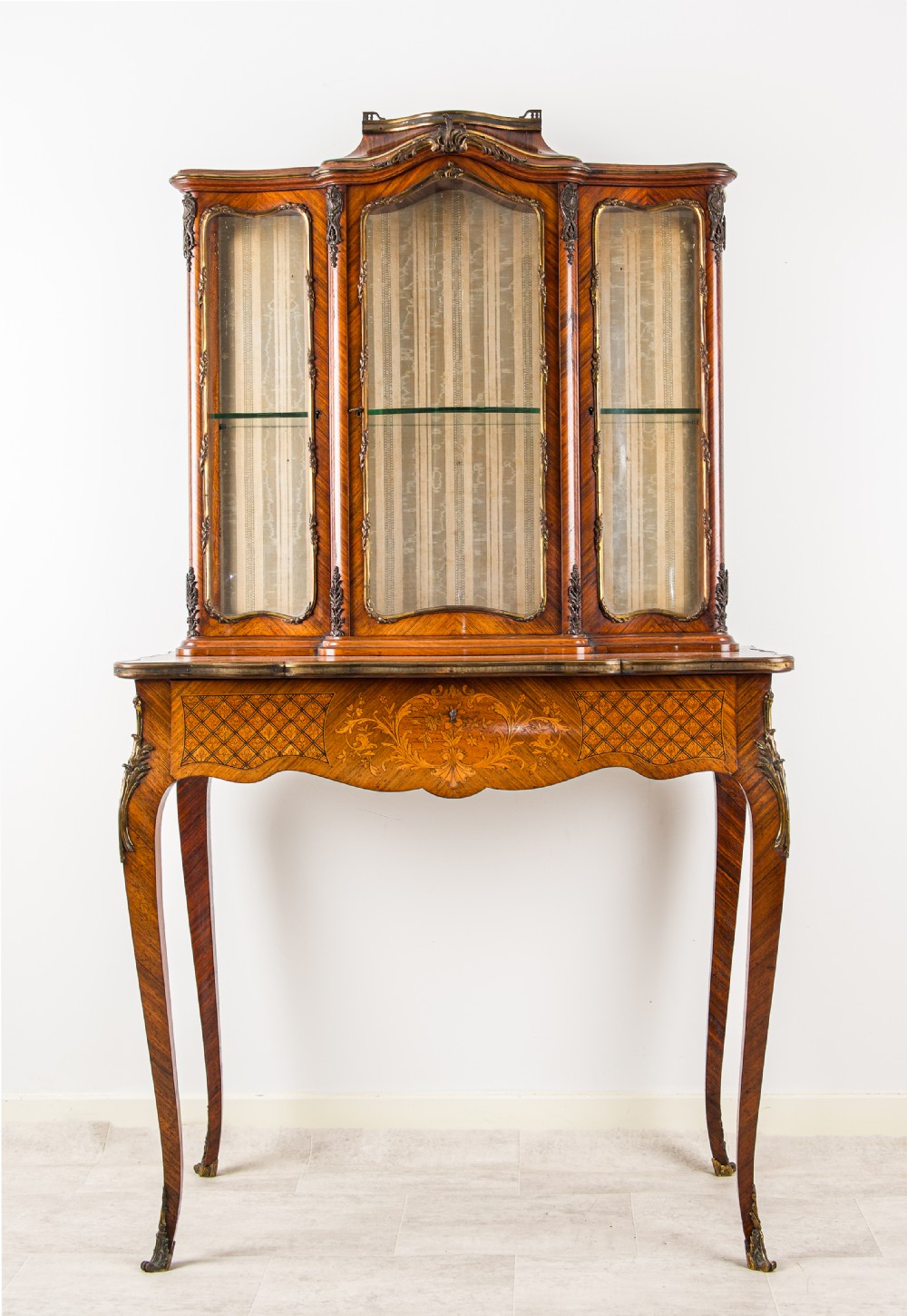 Fine Quality French Kingwood Marquetry Cabinet on Stand, Circa 1880
