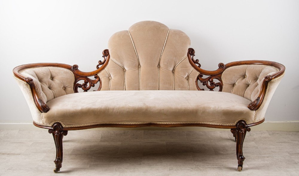 Antique Victorian Carved Walnut Settee - c.1880