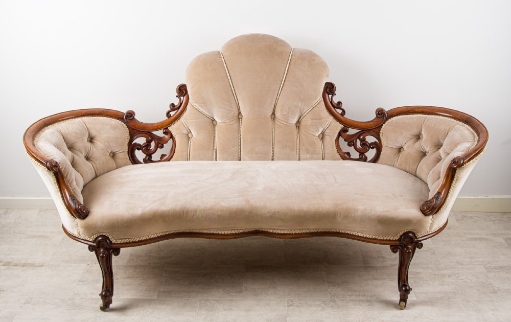 Antique Victorian Carved Walnut Settee - c.1880 View II