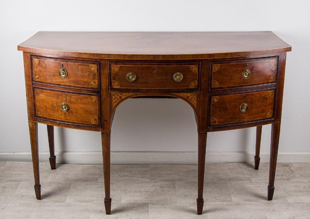 Antique Georgian Mahogany Inlaid Bow-Front Sideboard