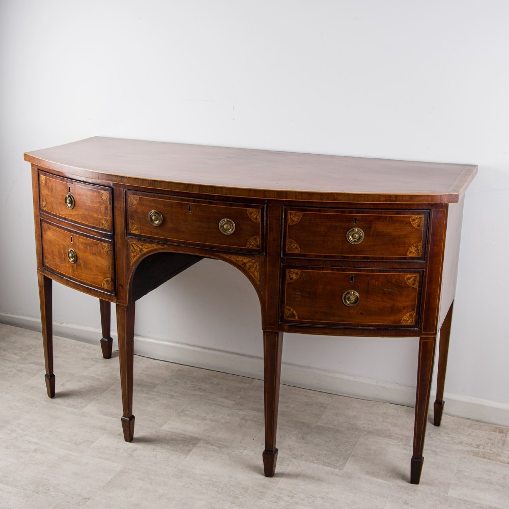Antique Georgian Mahogany Inlaid Bow-Front Sideboard View II