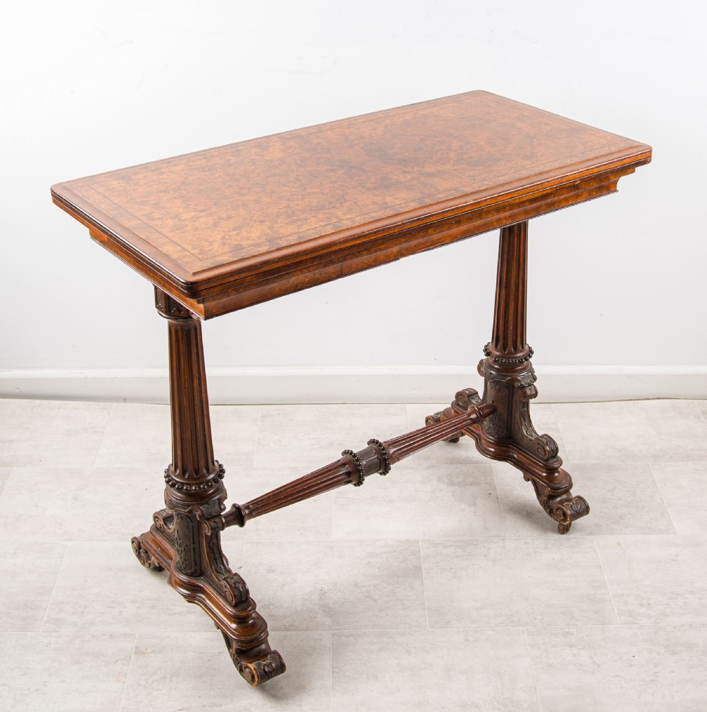 19th Century Burr Walnut Fold-Over Games / Card Table