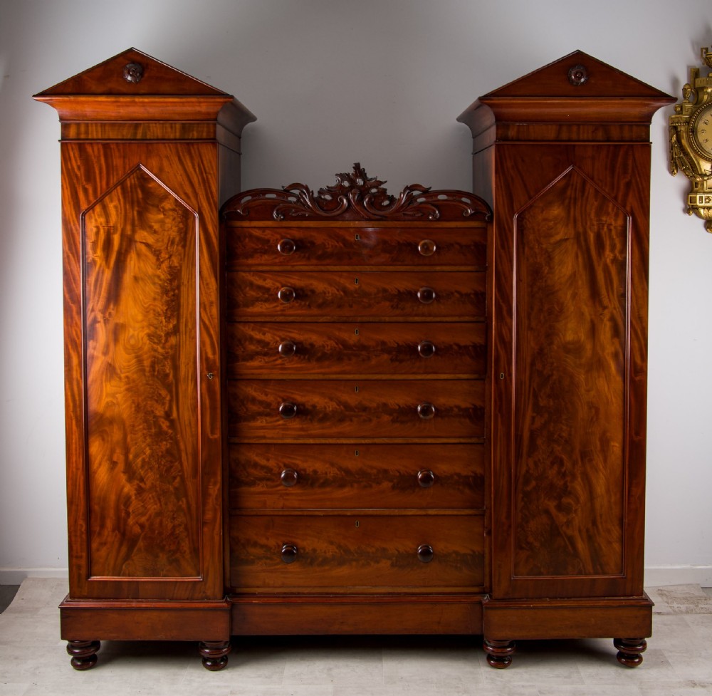 Victorian Mahogany Compactum Wardrobe - 19th Century